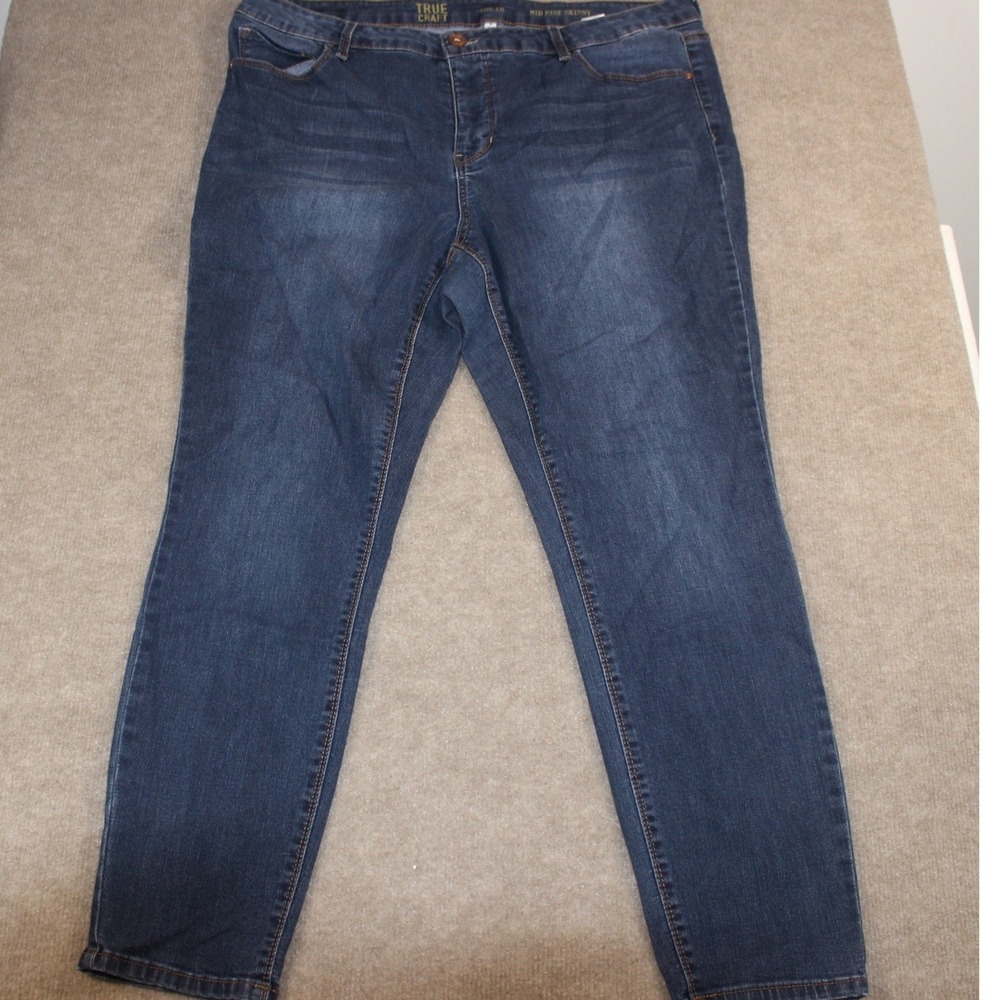 True Craft Mid Rise Skinny Jeans Womens 18 Dark Wash Stretch Denim Blue